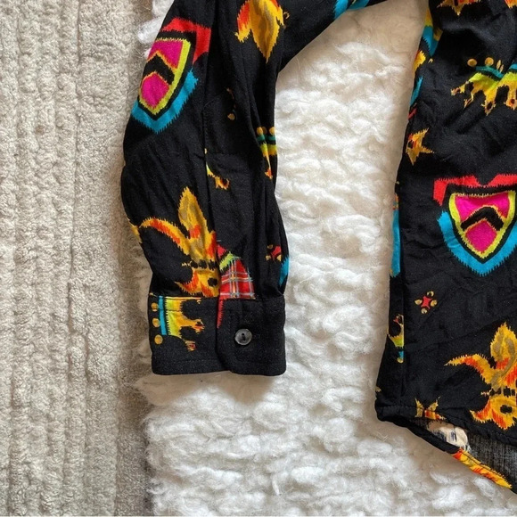 Docker black blouse fleur de lis pattern - size medium petite - Picture 7 of 13